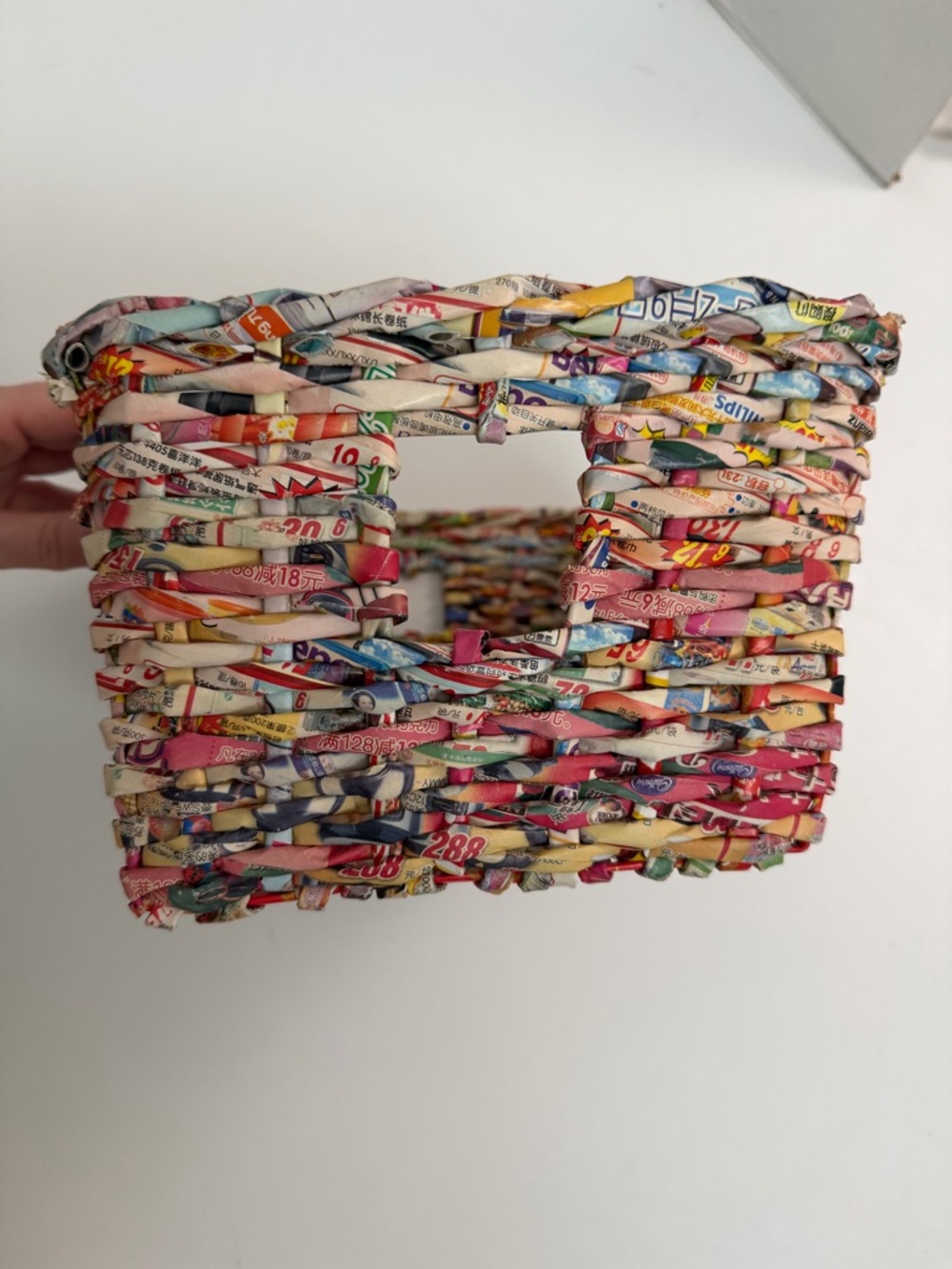 Handwoven Paper Basket Storage Organization Desk Recycled Eco Friendly Medium - Picture 7 of 12